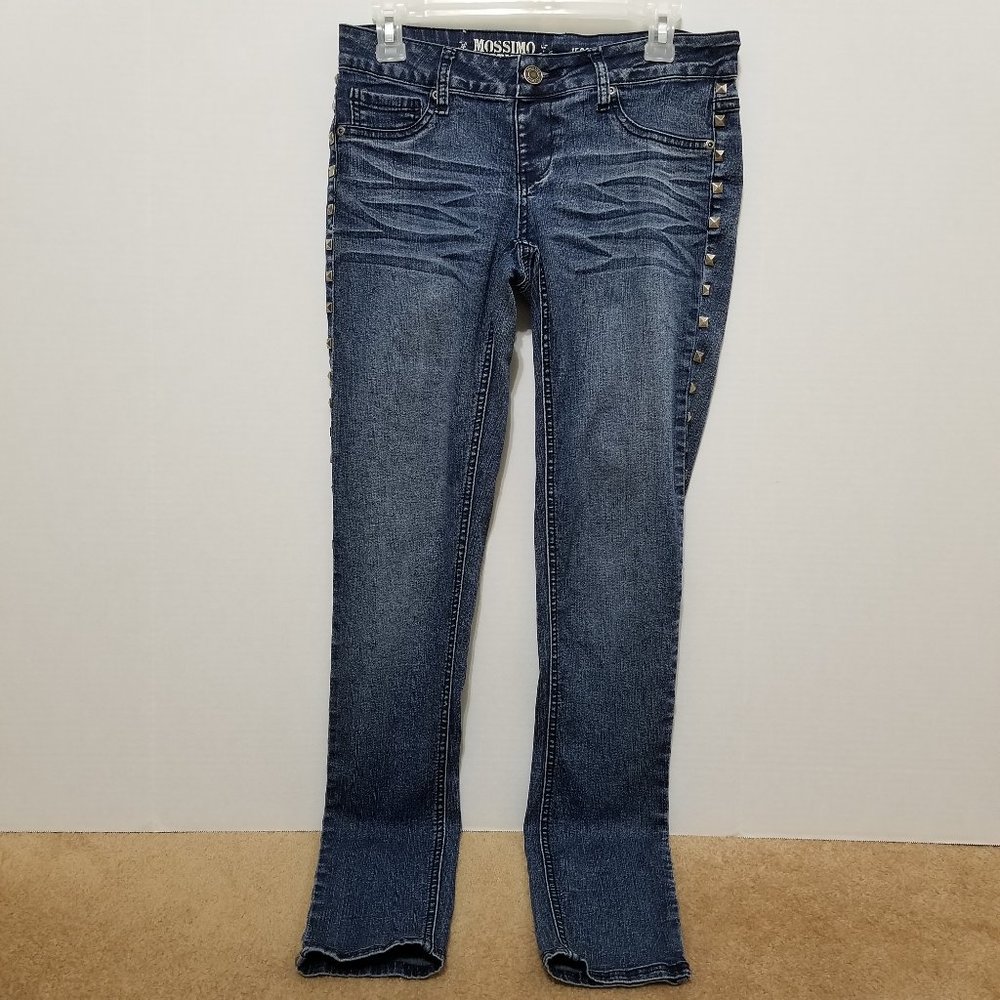Mossimo jeggings 9 pyramid stud embellished tuexdo stripe style whiskered punk